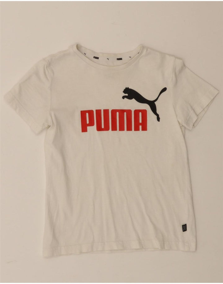 PUMA Boys Graphic T-Shirt Top 9-10 Years White Vintage Puma and Second-Hand Puma from Messina Hembry 