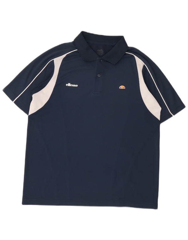 Ellesse Mens Polo Shirt Medium Navy Blue Colourblock