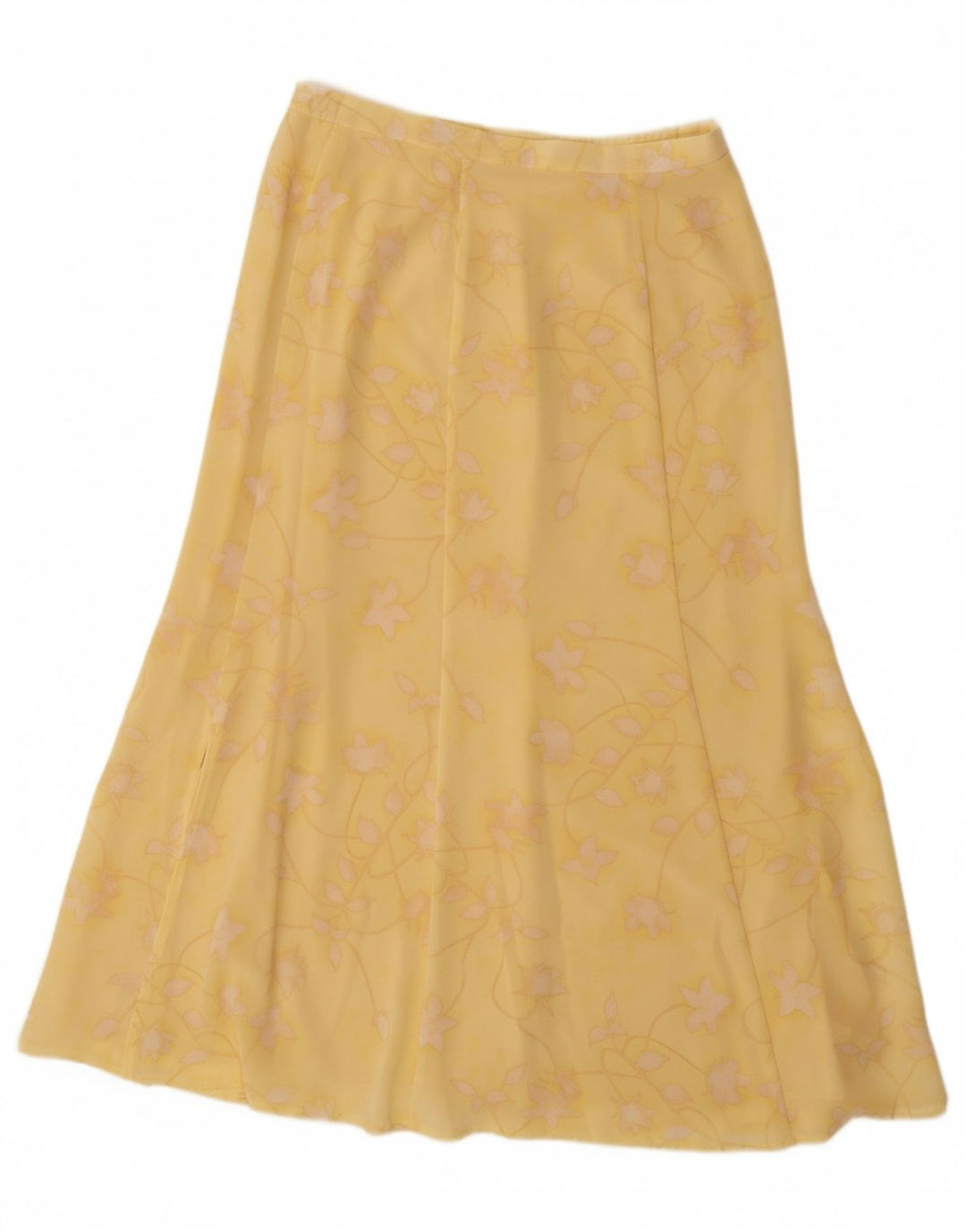 JACQUES VERT Womens A-Line Skirt UK 12 Medium W30  Yellow Floral Polyester