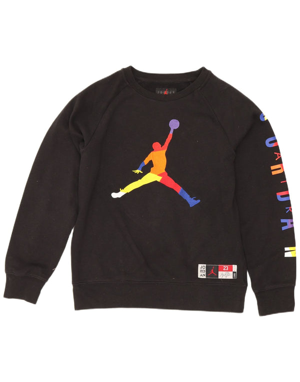 Jordan Boys Graphic Sweatshirt Jumper 12-13 Years Large Black Cotton Sports