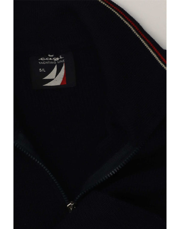 Cagi Mens Cardigan Sweater Large Navy Blue Virgin Wool