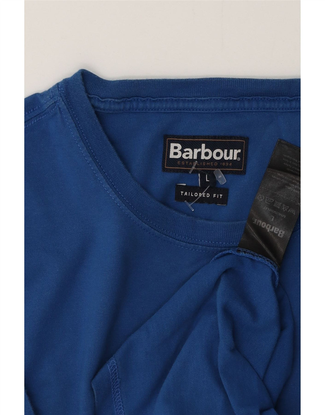 BARBOUR Mens Tailored Fit T-Shirt Top Large Blue Cotton
