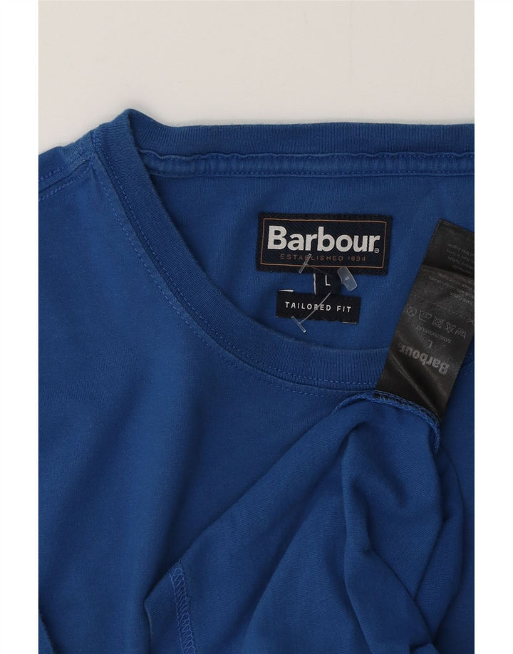 BARBOUR Mens Tailored Fit T-Shirt Top Large Blue Cotton