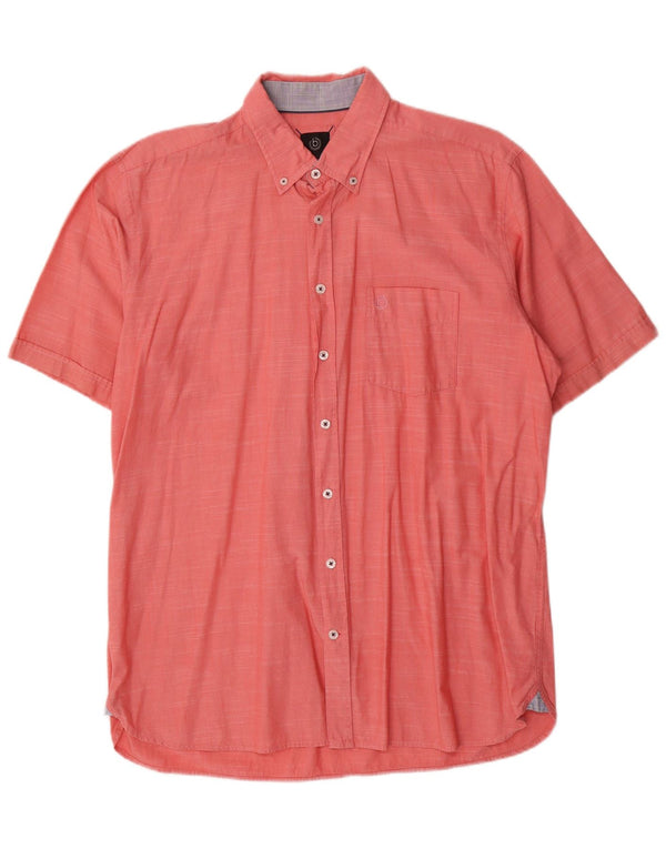 Bugatti Mens Short Sleeve Shirt Size 41/42 Large Pink