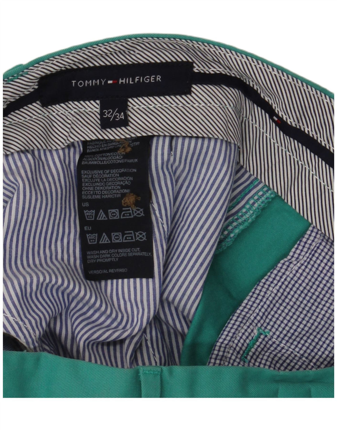 TOMMY HILFIGER Mens Straight Chino Trousers W32 L32 Turquoise Cotton