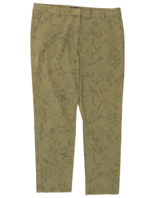 Marks & Spencer Womens Chino Trousers UK 16 Large W34 L27 Khaki Floral