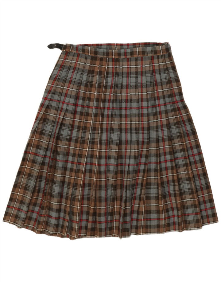James Pringle Womens Kilted Wrap Skirt W30 Medium Brown Check New Wool