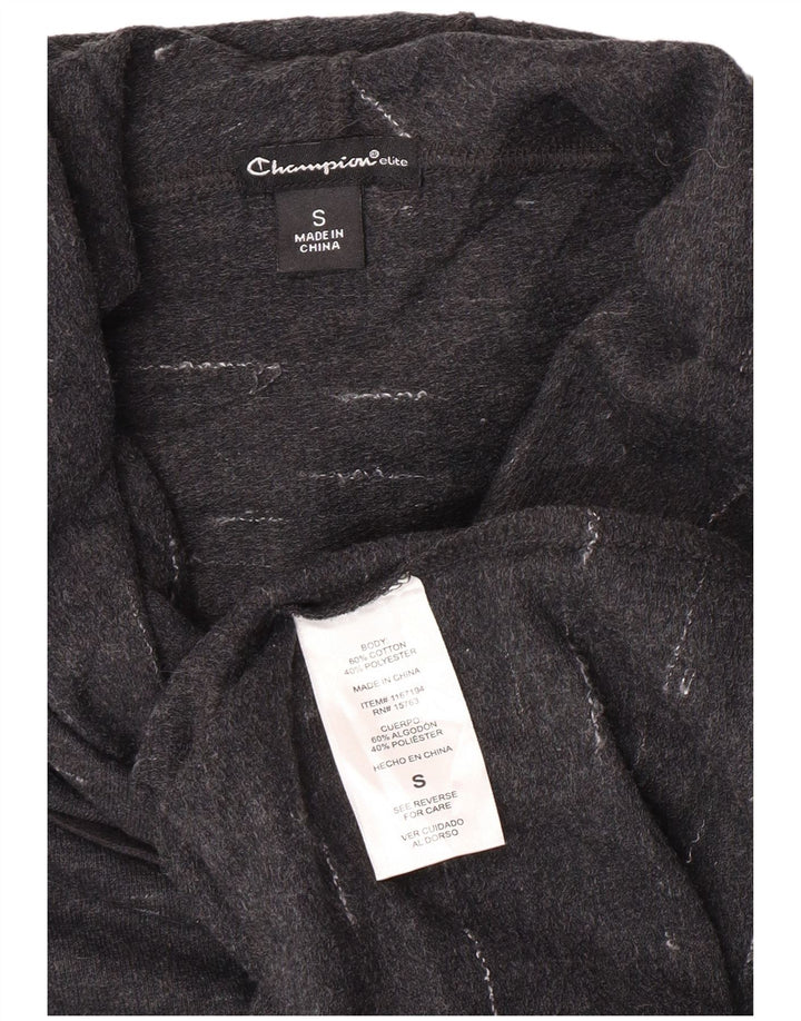 Champion Womens Oversized Hoodie Jumper UK 10 Small Grey Flecked Cotton