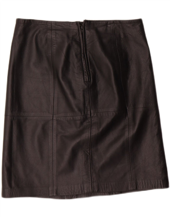 VINTAGE Womens Leather Skirt W30 Medium Black Leather