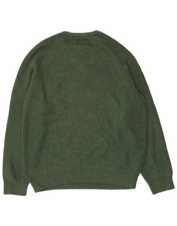 Marks & Spencer Mens Crew Neck Jumper Sweater Large Green Polyamide