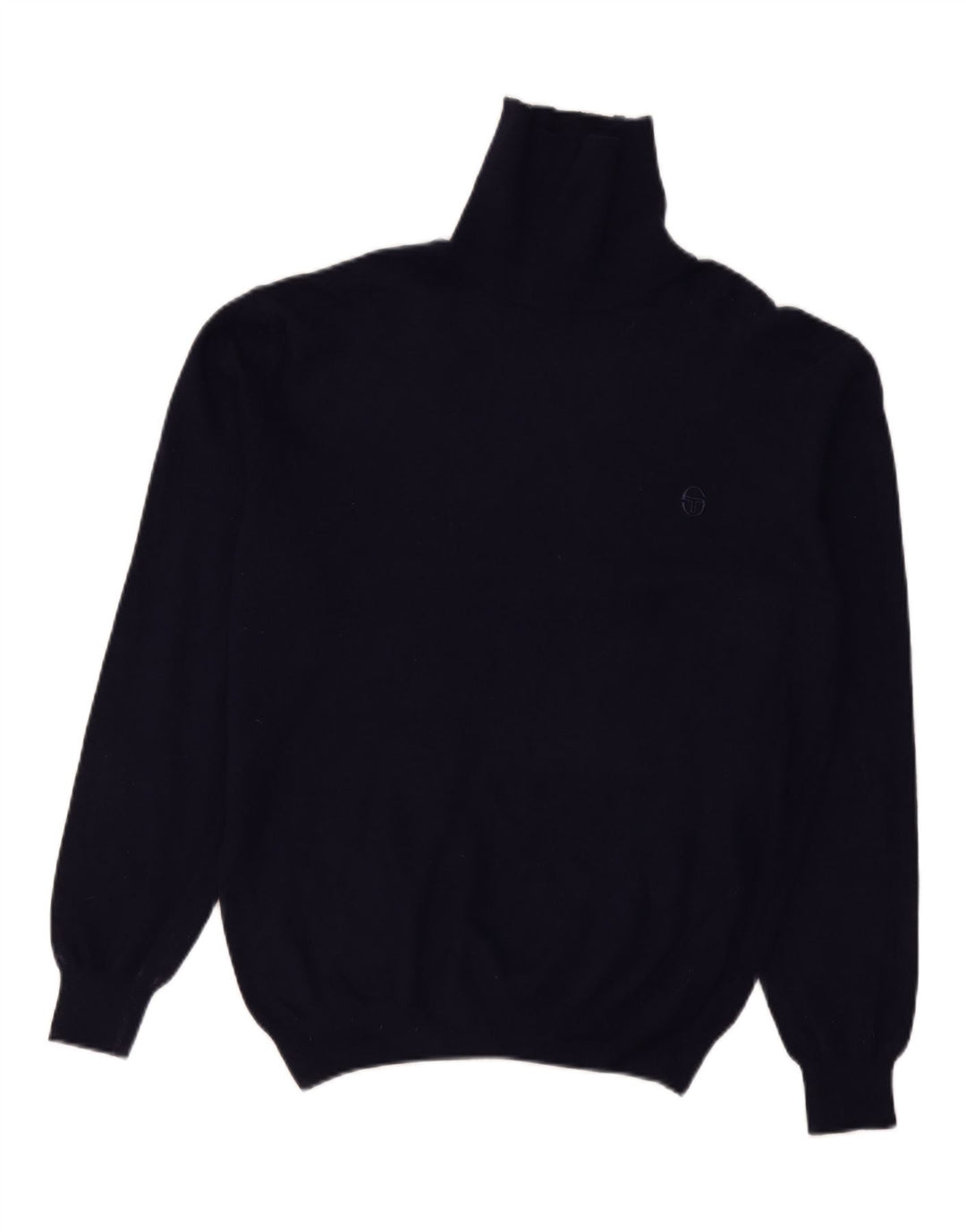 SERGIO TACCHINI Mens Roll Neck Jumper Sweater Large Navy Blue Wool