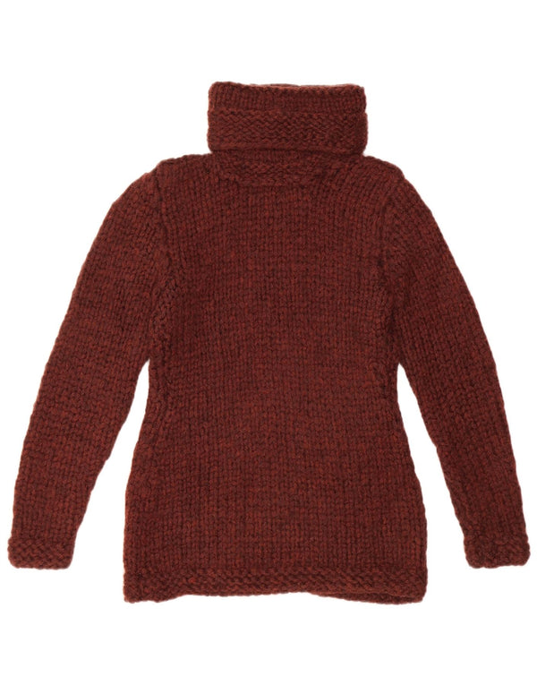 Vintage Womens Roll Neck Jumper Sweater UK 10 Small Burgundy