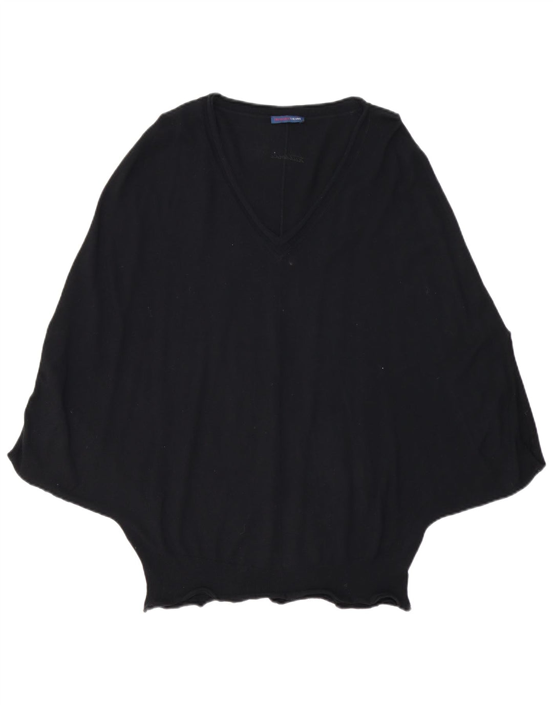 TRUSSARDI JEANS Womens Poncho Jumper UK 14 Medium Black Viscose