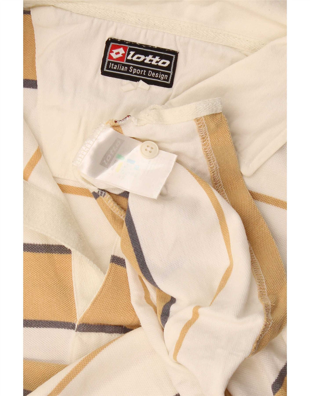 Lotto Mens Polo Shirt Large White Striped