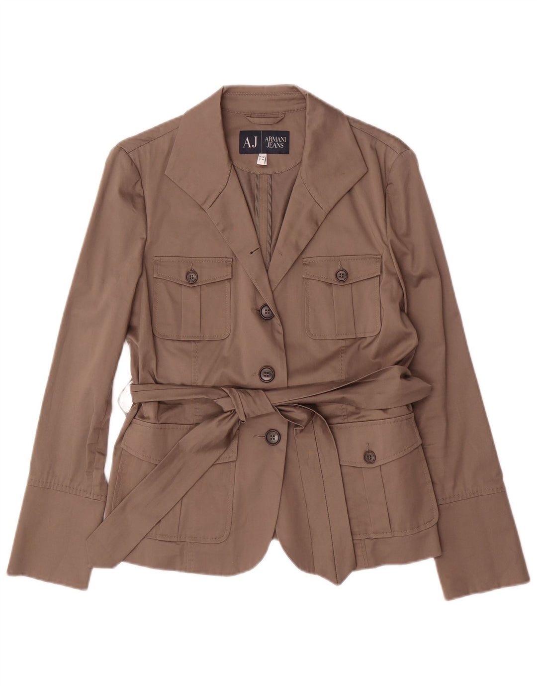 Armani Jeans Womens 3 Button Blazer Jacket EU 44 XL Brown Cotton