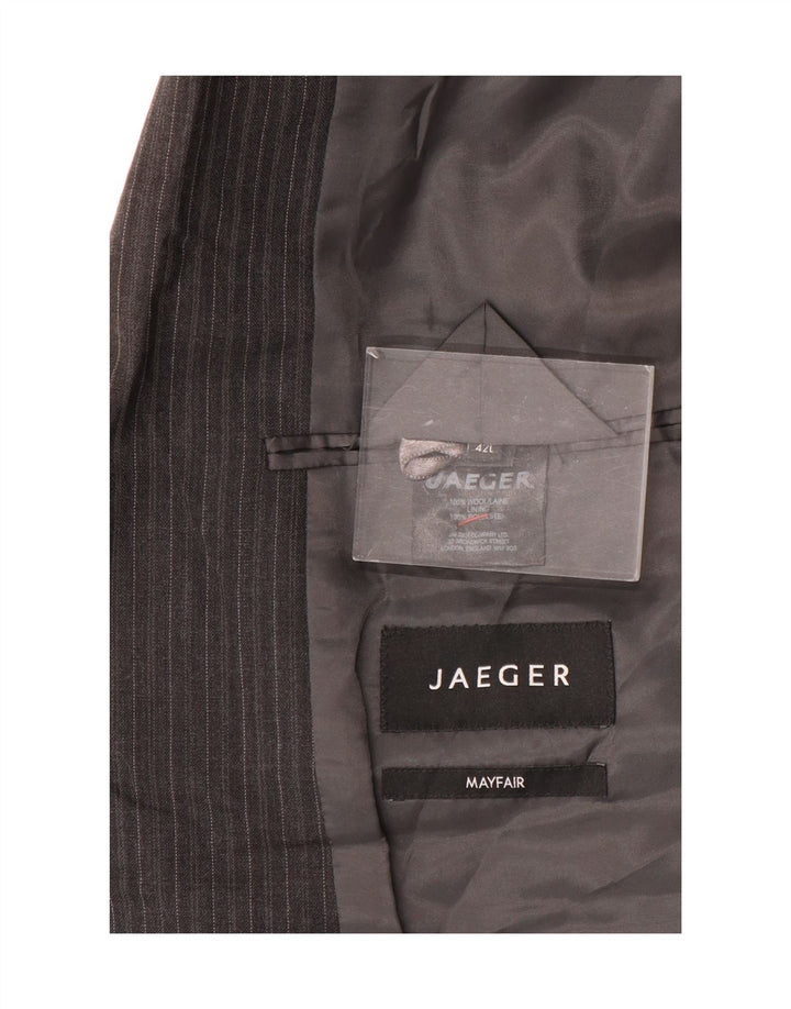 Jaeger Mens 2 Button Blazer Jacket UK 42 XL Grey Pinstripe Wool