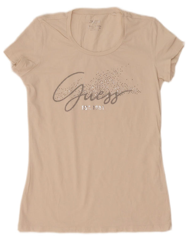 Guess Womens Graphic T-Shirt Top UK 12 Medium White Cotton