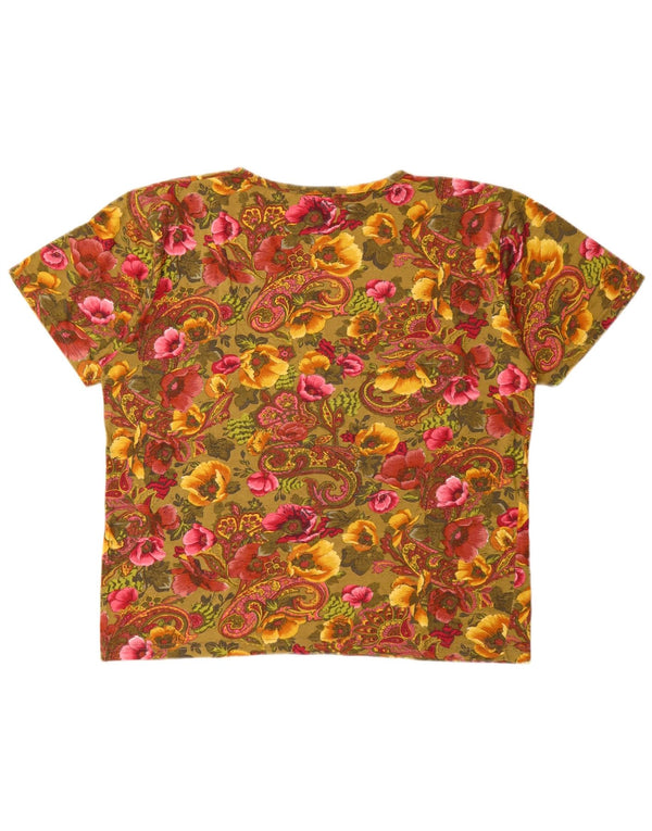 Vintage Womens T-Shirt Top UK 16 Large Multicoloured Floral