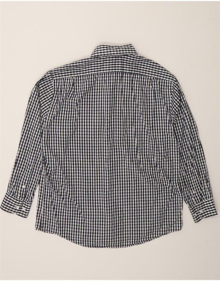 DOCKERS Mens Fitted Shirt Size 16 1/2 Large Navy Blue Gingham Cotton Vintage Dockers and Second-Hand Dockers from Messina Hembry 
