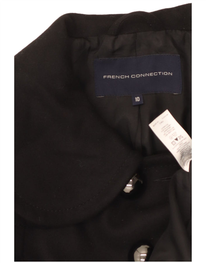 French Connection Womens Pea Coat UK 10 Small  Black Virgin Wool