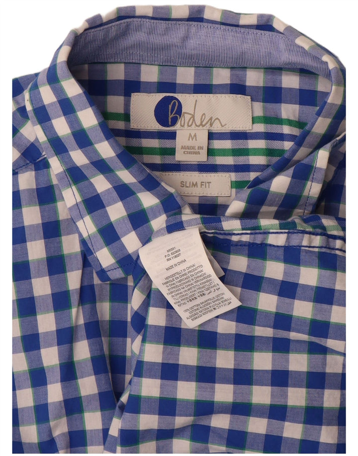 BODEN Mens Slim Fit Shirt Medium Blue Gingham Cotton
