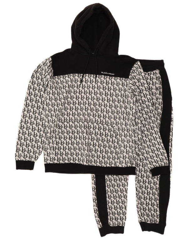 BLACK SQUAD Mens Graphic Regular Fit Full Tracksuit XL White Colourblock