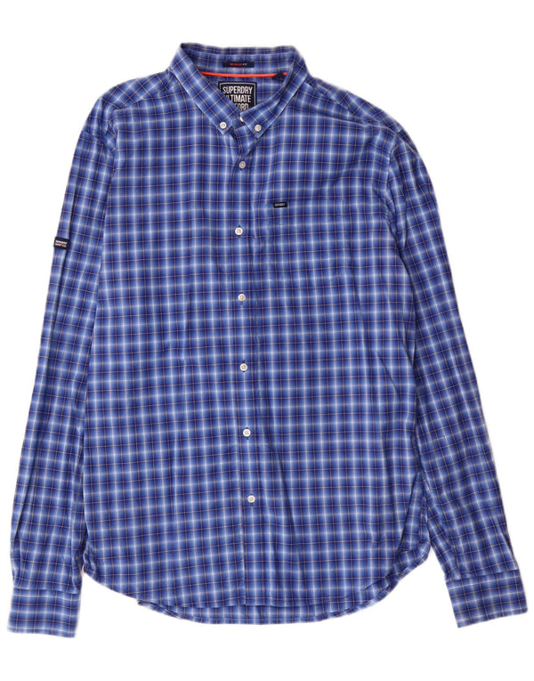 SUPERDRY Mens Regular Fit Shirt XL Blue Check Cotton