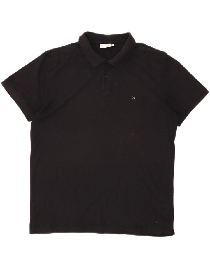 CALVIN KLEIN Mens Polo Shirt Large Black Cotton