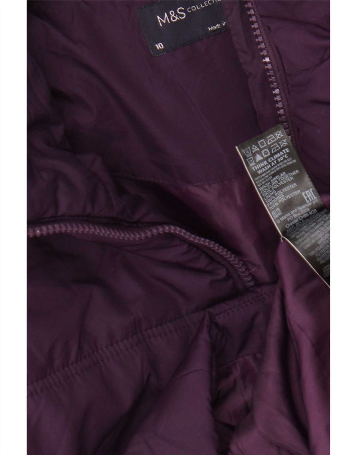 Marks & Spencer Womens Padded Coat UK 10 Small Purple Polyester