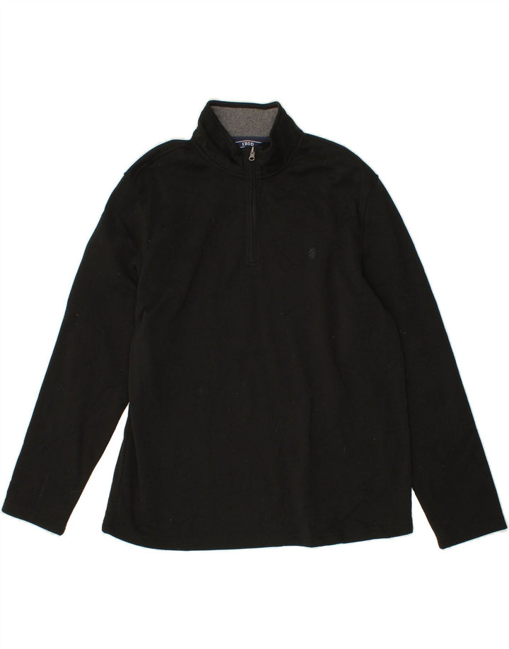 IZOD Mens Zip Neck Fleece Jumper XL Black Polyester Vintage Izod and Second-Hand Izod from Messina Hembry 