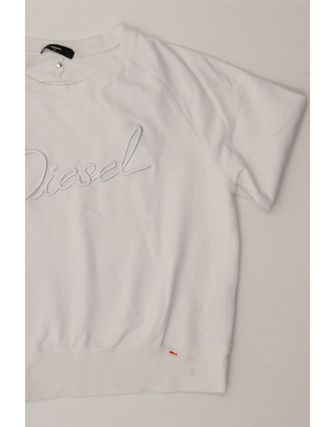 DIESEL Womens Graphic Sweatshirt Jumper UK 14 Medium White Cotton Vintage Diesel and Second-Hand Diesel from Messina Hembry 
