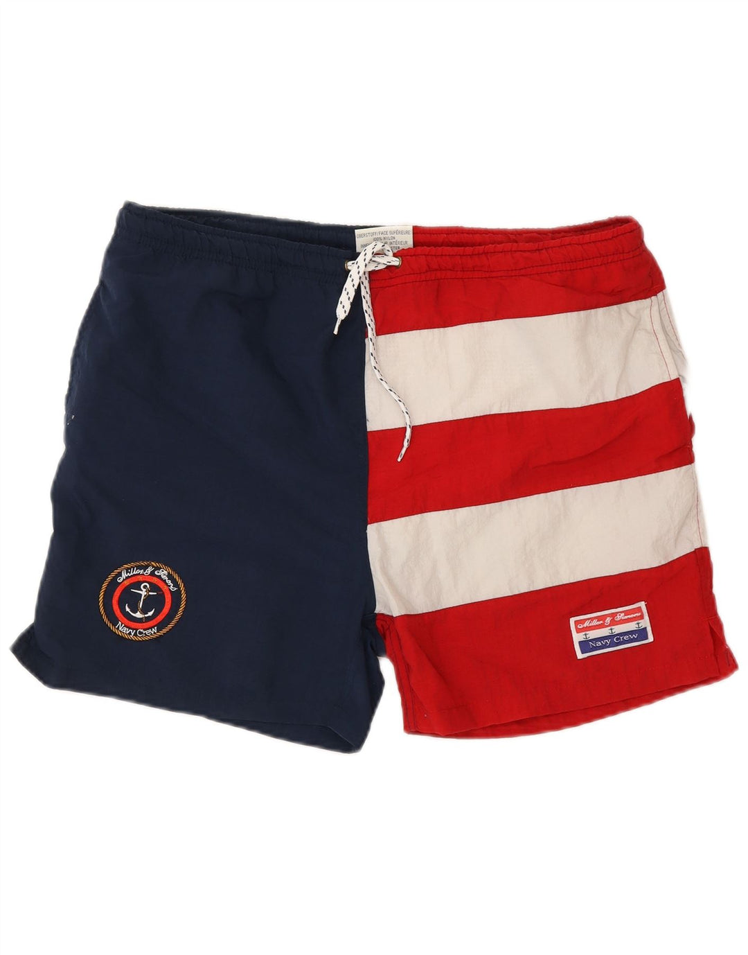 Vintage Mens Graphic Swimming Shorts Medium Multicoloured Colourblock Nylon