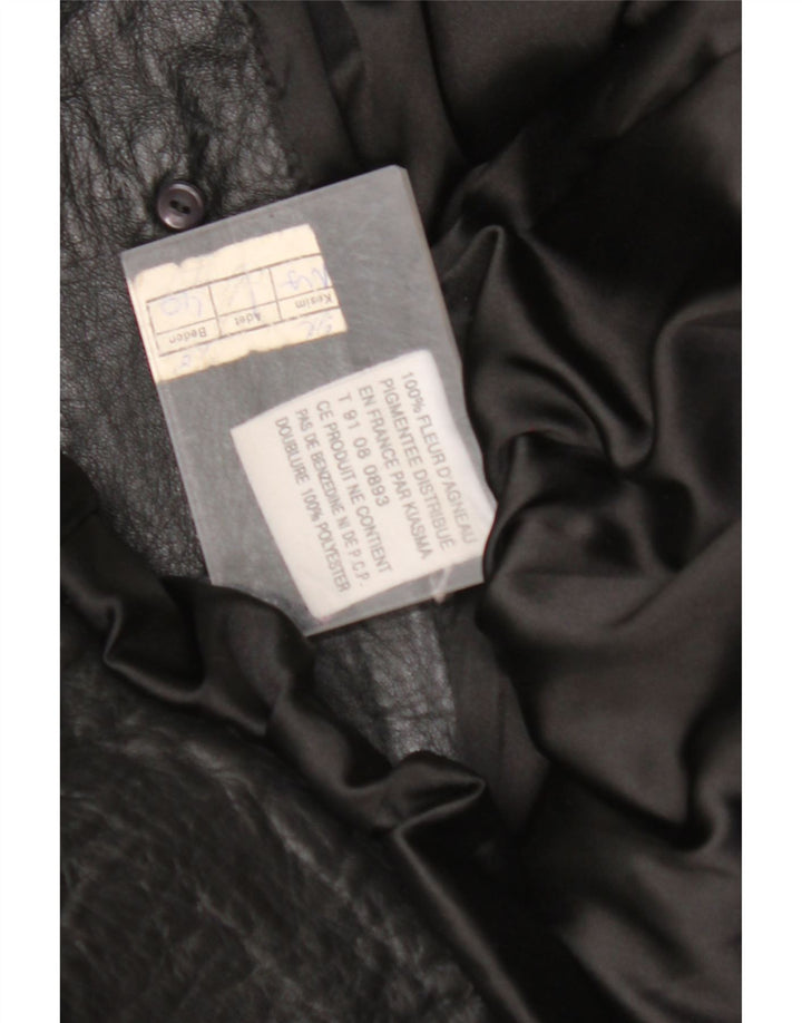 VINTAGE Womens Oversized Leather Coat IT 40 Small Black Leather