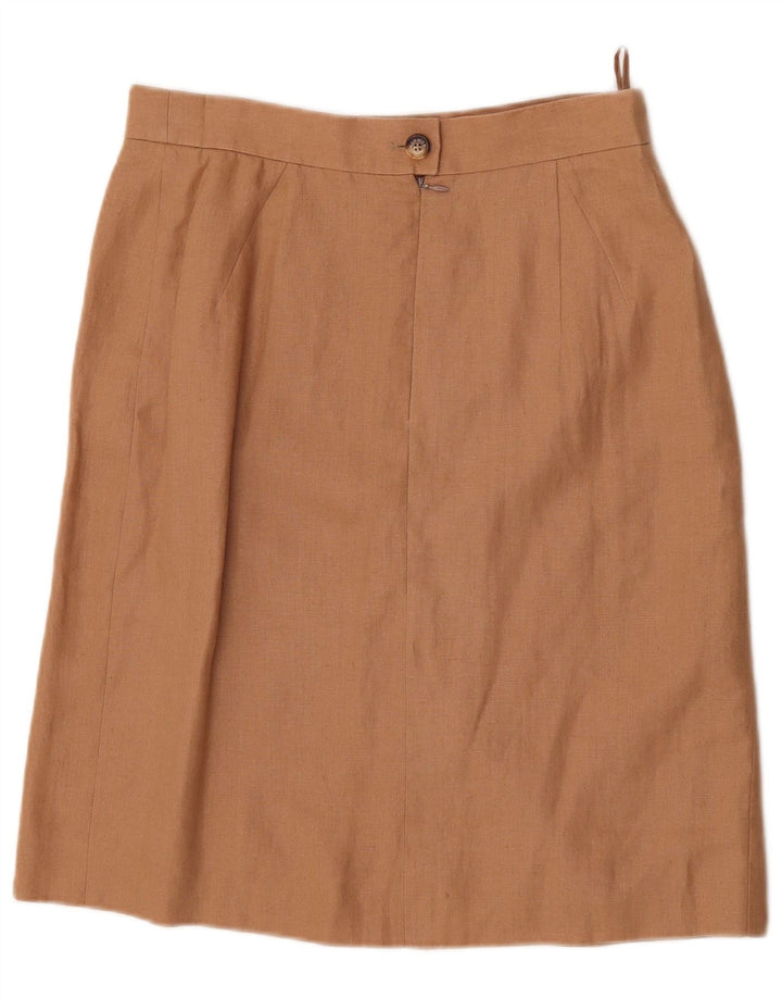 HERMES Womens Straight Skirt IT 44 Medium W30 Beige Linen