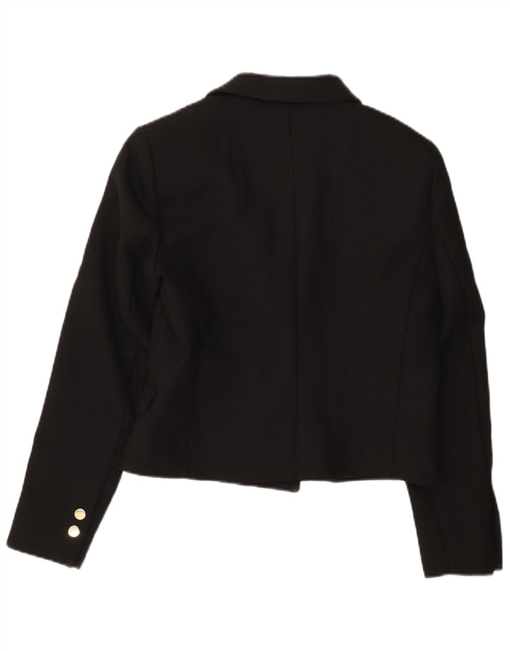 Zara Womens Crop Double Breasted Blazer Jacket UK 14 Large Black Polyester