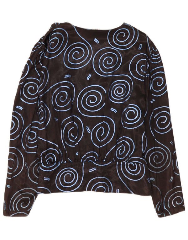 TRU Womens Abstract Pattern Shirt Blouse IT 42 Medium Black