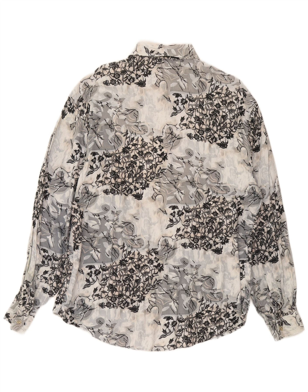 CRIVER Mens Shirt Medium Grey Floral Viscose