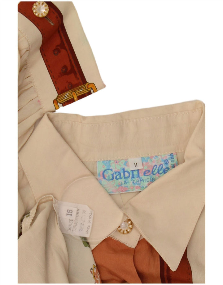 GABRI ELLE LA CAMICIA  Womens Graphic Shirt Blouse UK 16 Large  Off White