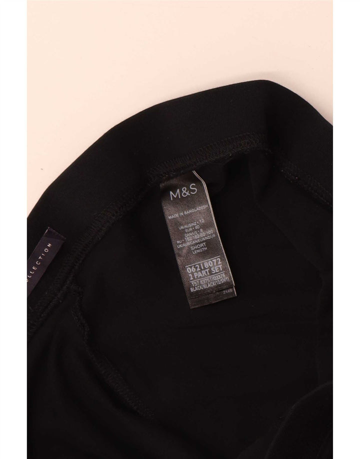 Marks & Spencer Womens Crop Leggings UK 12 Medium Black Cotton