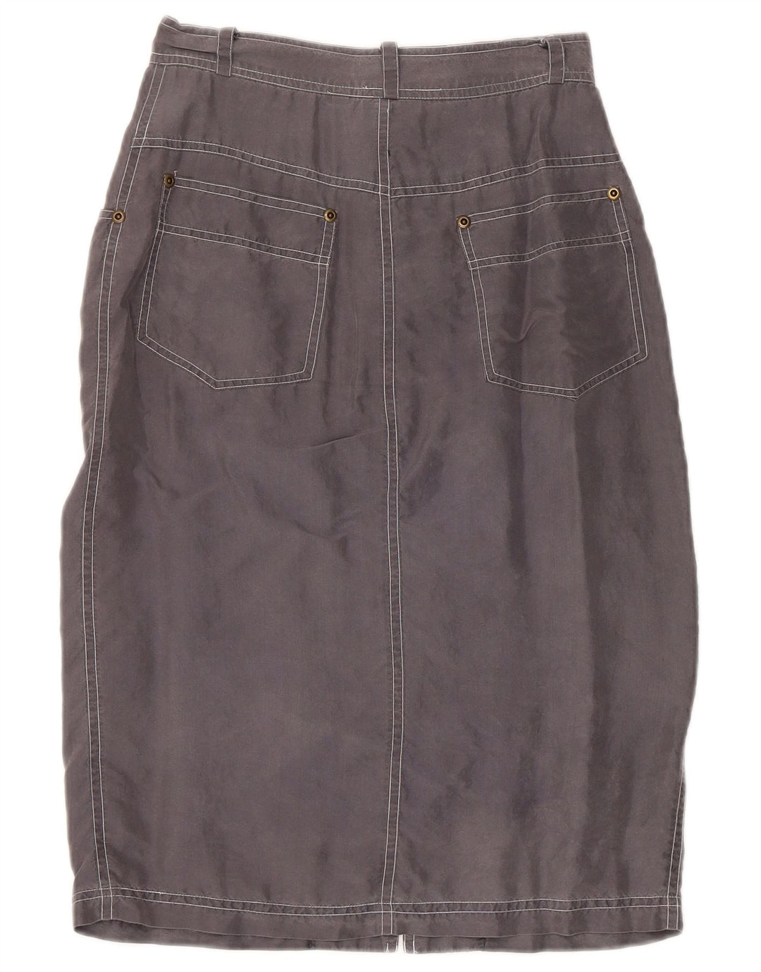 Vintage Womens Midi Skirt Small W24 Grey Silk