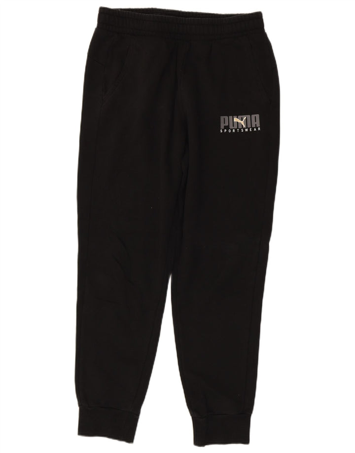 PUMA Mens Graphic Tracksuit Trousers Joggers Medium  Black Cotton