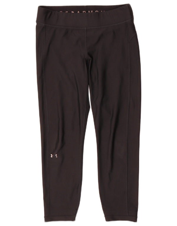 Under Armour Womens Heat Gear Crop Leggings UK 14 Large Black