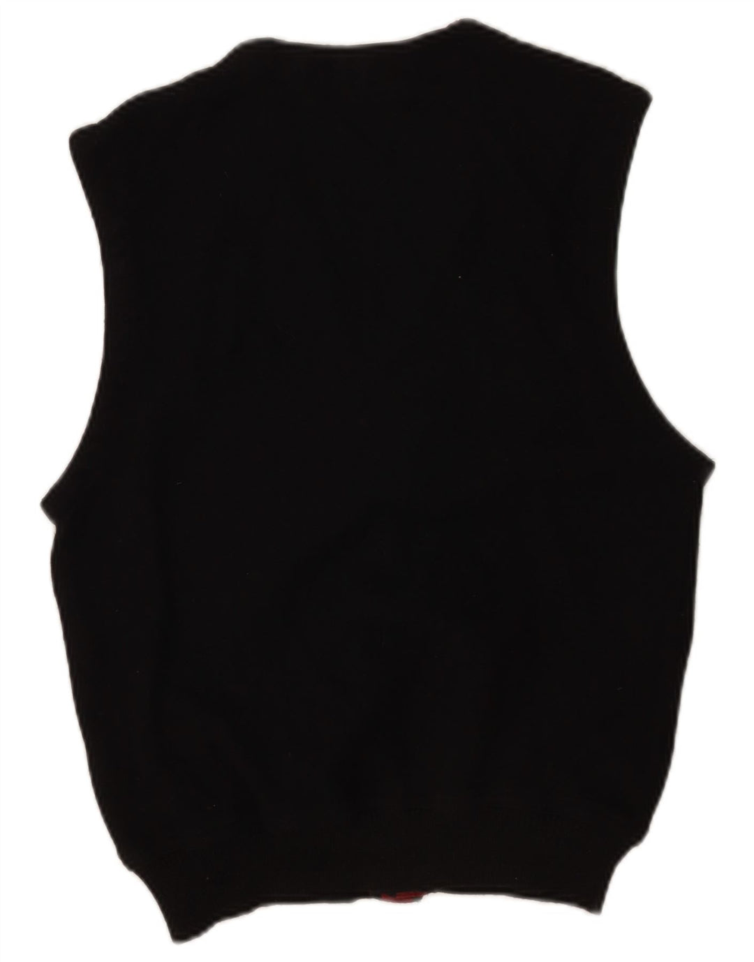 POP 84 Mens Sleeveless Cardigan Sweater Small Black Wool