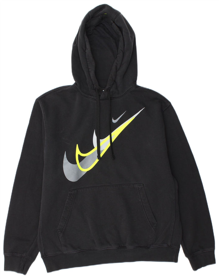 NIKE Mens Graphic Hoodie Jumper Medium Black Cotton