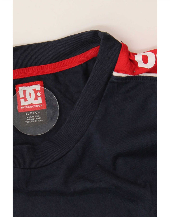 DC Mens Graphic T-Shirt Top Small Navy Blue Colourblock