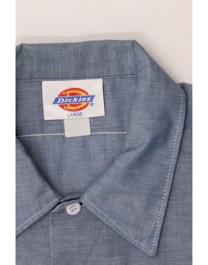 DICKIES Mens Short Sleeve Shirt Large Blue Cotton