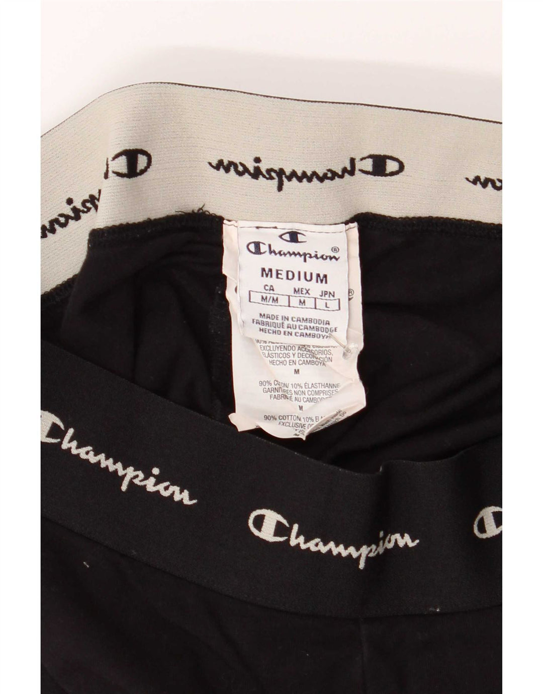 Champion Womens Graphic Leggings UK 12 Medium Black Cotton