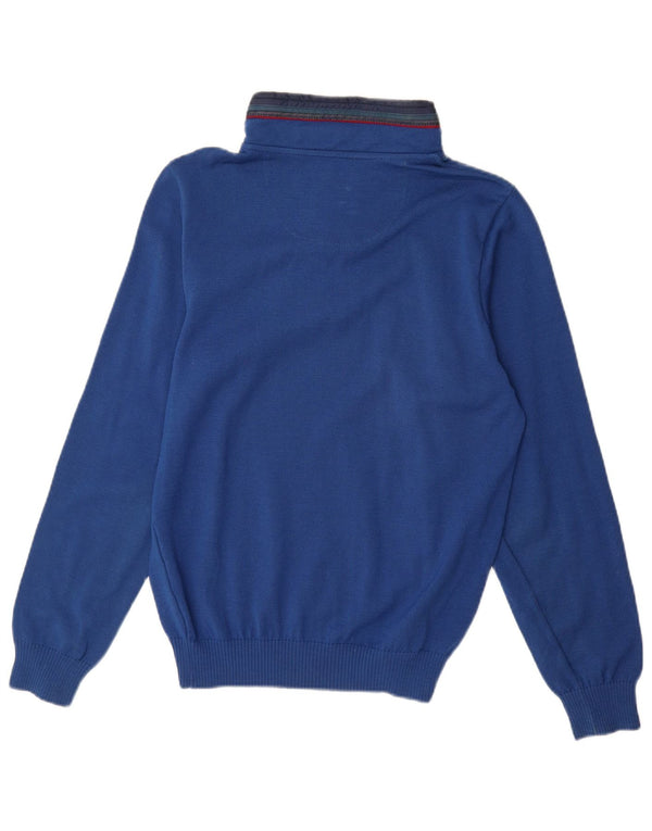 PAUL & SHARK Mens Yachting Zip Neck Jumper Sweater Medium Blue Virgin Wool