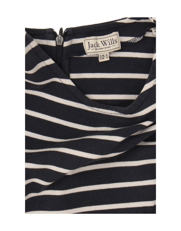 Jack Wills Womens Blouse Top UK 8 Small Navy Blue Striped Nautical