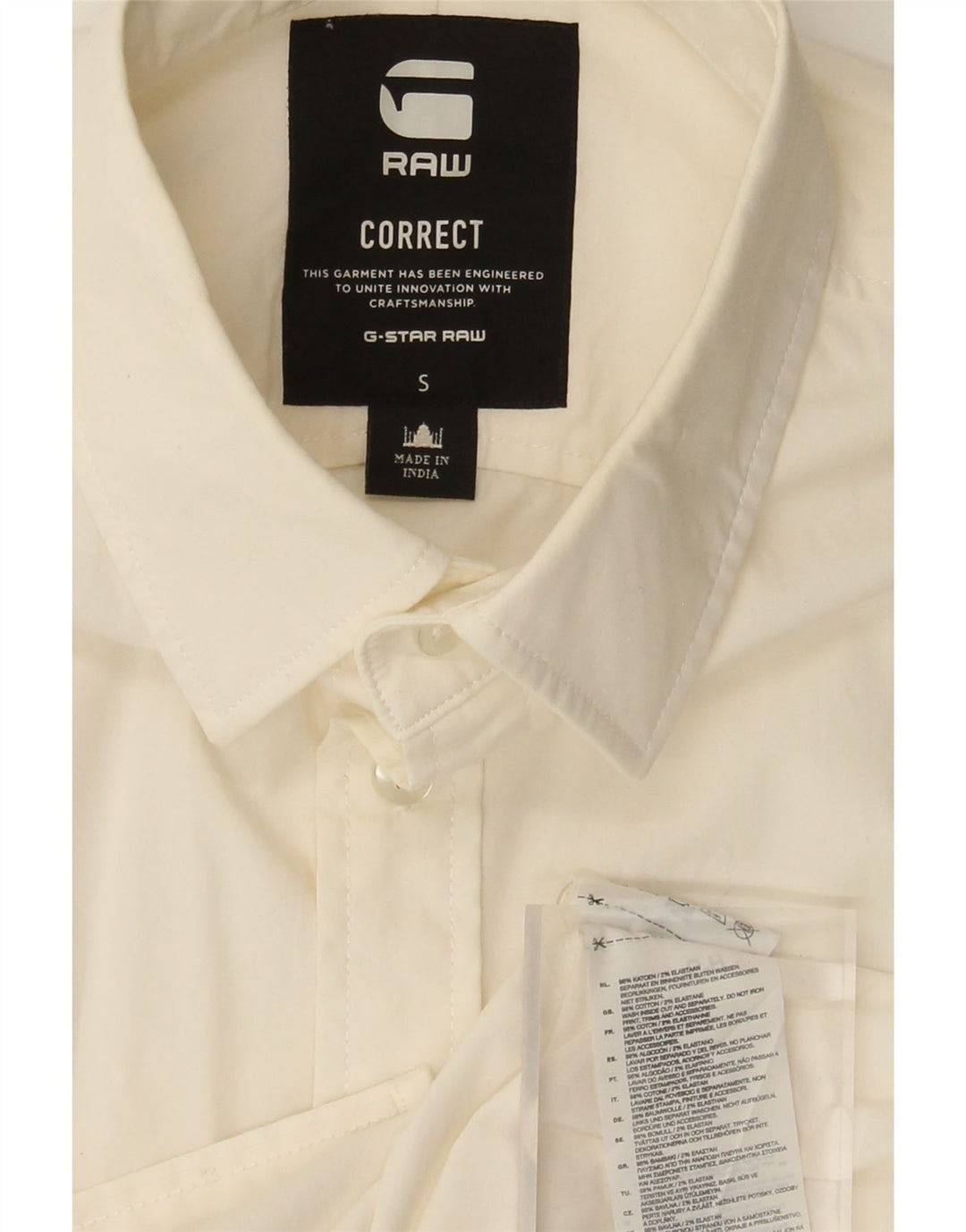 G-Star Mens Shirt Small Off White Cotton